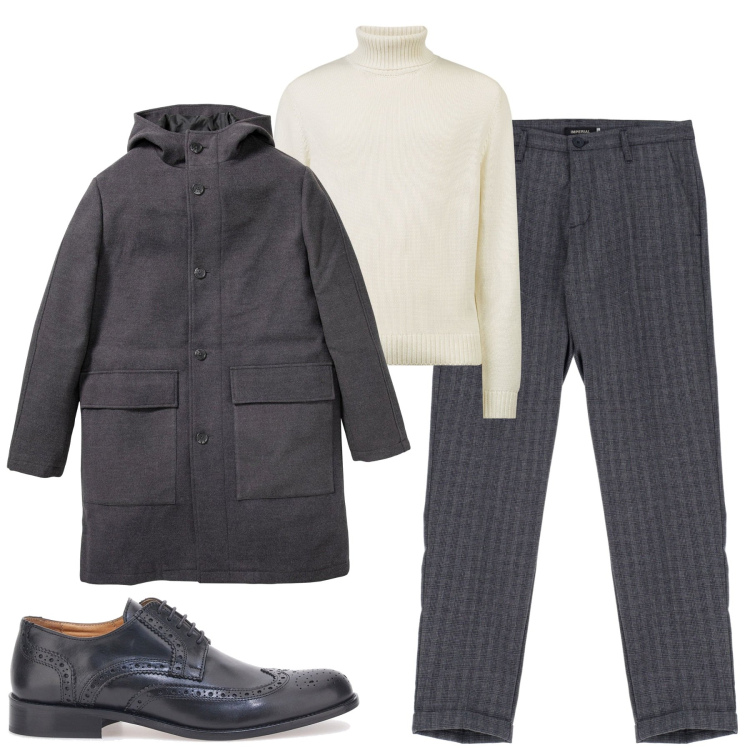 Outfit uomo - I pantaloni fantasia. Stile Urban per Tutti i giorni. Abbinamento con cappotti, pantaloni, scarpe stringate, maglieria.