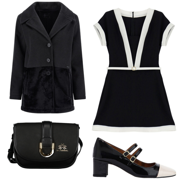 Outfit donna - Bon ton. Stile Bon Ton per Serata fuori. Abbinamento con vestiti, décolleté, cappotti, borse a tracolla.