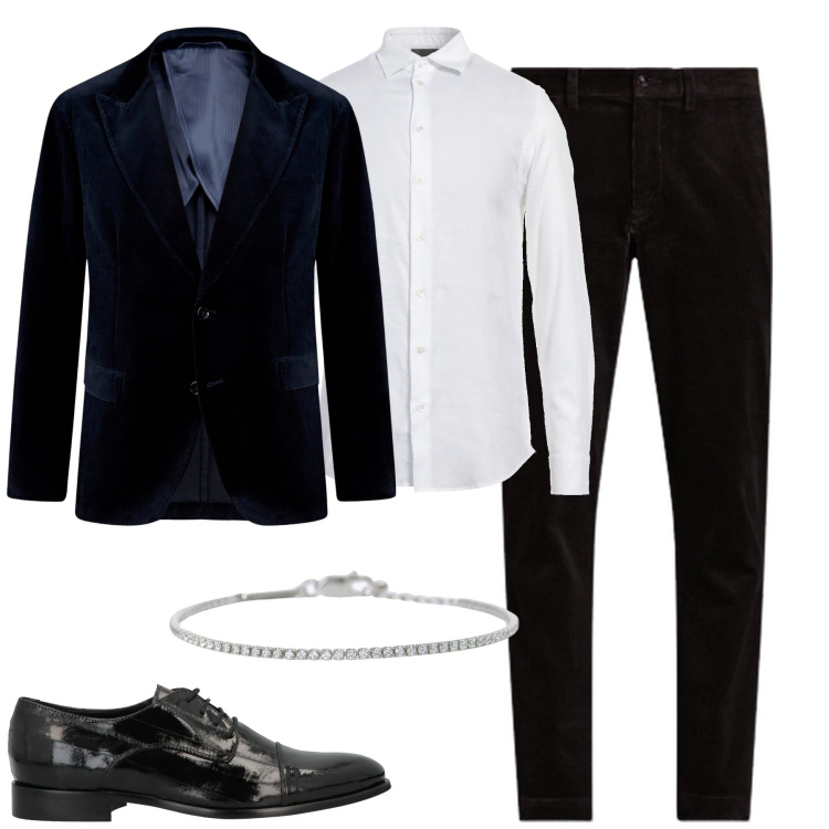 Outfit uomo - Profumo. Stile Business/Elegante per Serata speciale. Abbinamento con camicie, scarpe stringate, braccialetti, pantaloni, giacche.