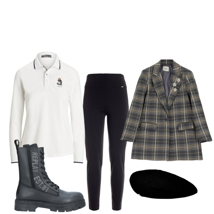 Outfit donna - Il basco. Stile Basic per Tutti i giorni. Abbinamento con anfibi, leggings, blazer, berretti, maglieria.