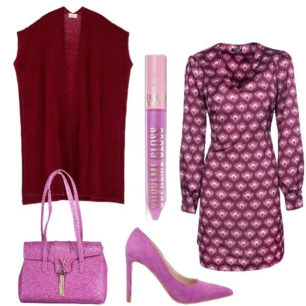 Outfit donna - Giornata in ufficio. Stile Casual chic per Ufficio. Abbinamento con décolleté, gloss, vestiti a tubino, cappotti, borse a spalla.