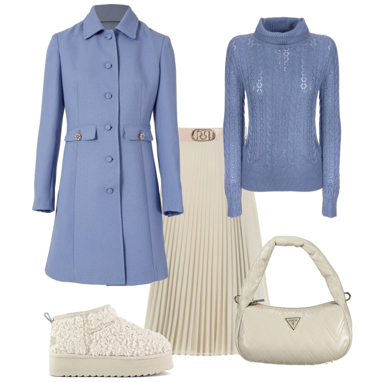 Outfit donna - Total look #2014012. Stile Romantica per Tutti i giorni. Abbinamento con cinture, maglieria, trench, gonne, stivaletti, borse a spalla.