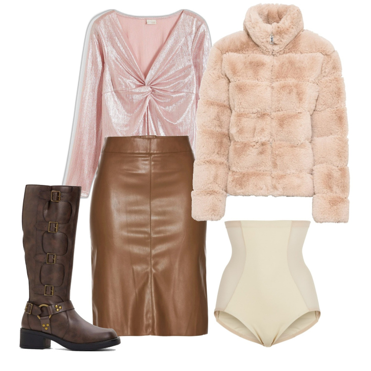 Outfit donna - bonprix - Party Glam. Stile Glamour per Serata fuori. Abbinamento con gonne longuette, culotte, ecopellicce, maglieria, stivali.
