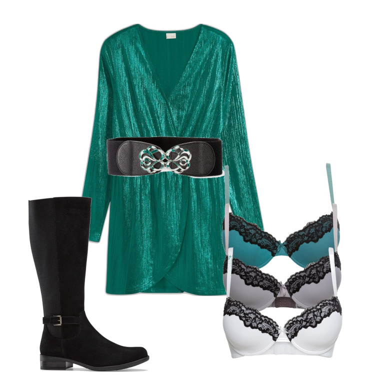 Outfit donna - bonprix - Party Glam. Stile Glamour per Serata fuori. Abbinamento con cinture, reggiseni, stivali, vestiti corti.