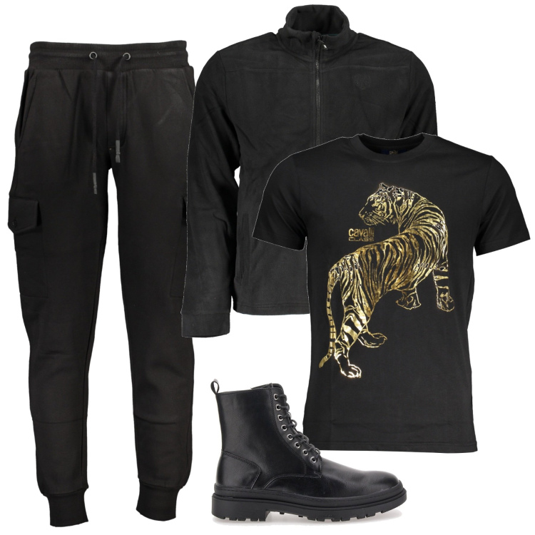 Outfit uomo - Total look #2014107-2. Stile Urban per Tutti i giorni. Abbinamento con anfibi, pantaloni, t-shirt, felpe.