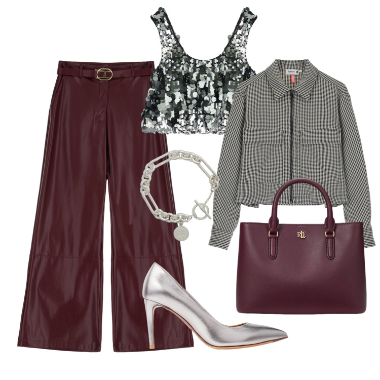 Outfit donna - Dicembre d\'argento @susystyle. Stile Chic per Serata fuori. Abbinamento con blazer, pantaloni, top, braccialetti, décolleté, borse a mano.