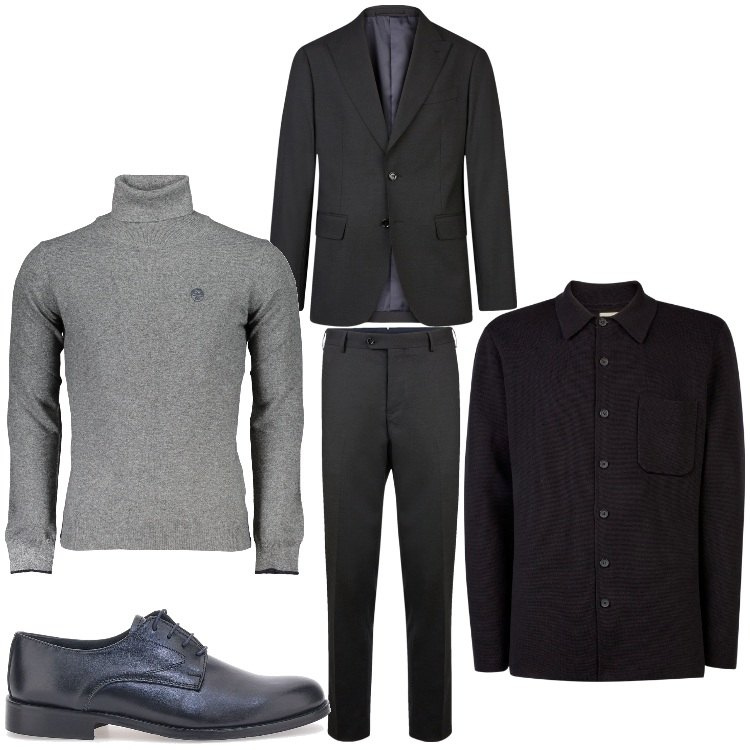 Outfit uomo - Grigio elegante. Stile Business/Elegante per Ufficio. Abbinamento con abiti, scarpe stringate, maglieria, cappotti.