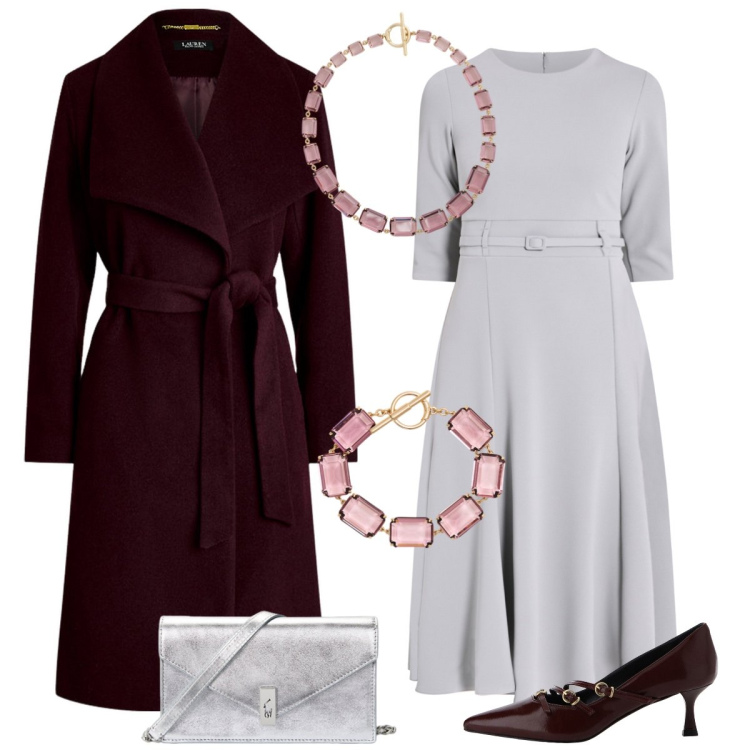 Outfit donna - Total look #2014406. Stile Chic per Serata fuori. Abbinamento con vestiti, décolleté, cappotti, clutch, braccialetti, collane.