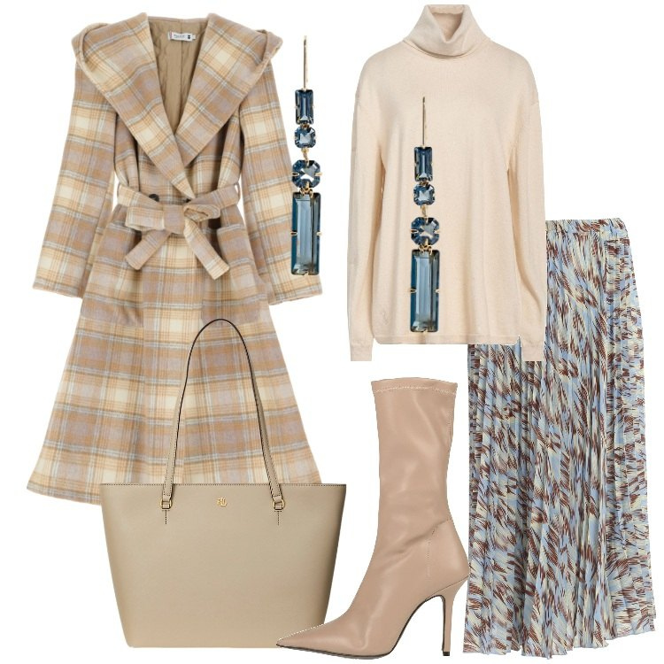 Outfit donna - Tartan di dicembre! - @Laloba. Stile Casual chic per Serata fuori. Abbinamento con maglieria, stivaletti, gonne longuette, cappotti, borse tote, orecchini.