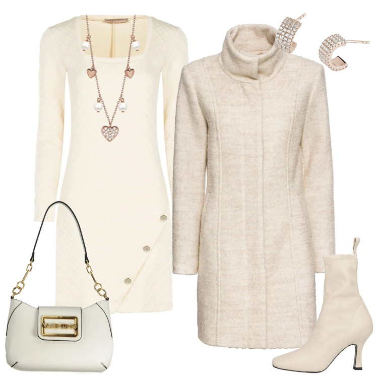 Outfit donna - Total look #2014539. Stile Minimal per Serata fuori. Abbinamento con cappotti, stivaletti, collane, orecchini, vestiti a tubino, borse a spalla.