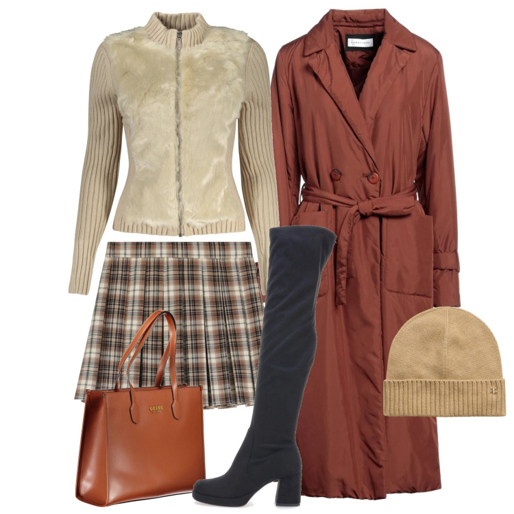 Outfit donna - Tartan di dicembre! @Laloba. Stile Bon Ton per Tutti i giorni. Abbinamento con cappotti, minigonne, berretti, stivali, cardigans, borse a spalla.