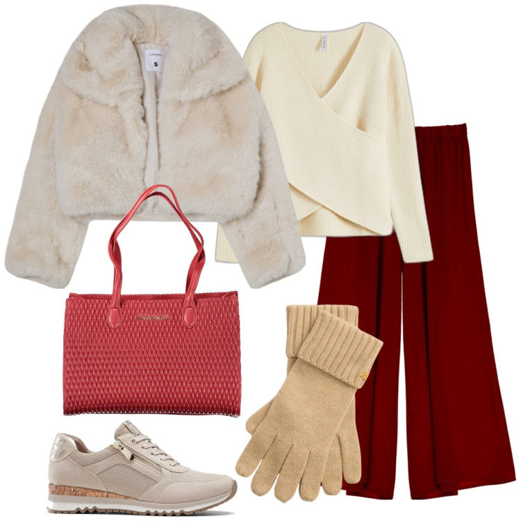 Outfit donna - Total look #2014591. Stile Casual chic per Tutti i giorni. Abbinamento con sneakers, maglieria, blazer, pantaloni, guanti, borse a spalla.