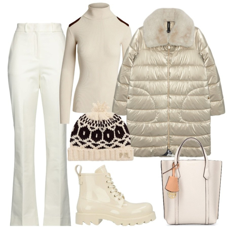 Outfit donna - Ai mercatini. Stile Casual chic per Tutti i giorni. Abbinamento con stivaletti, pantaloni, maglieria, berretti, piumini, borse a mano.