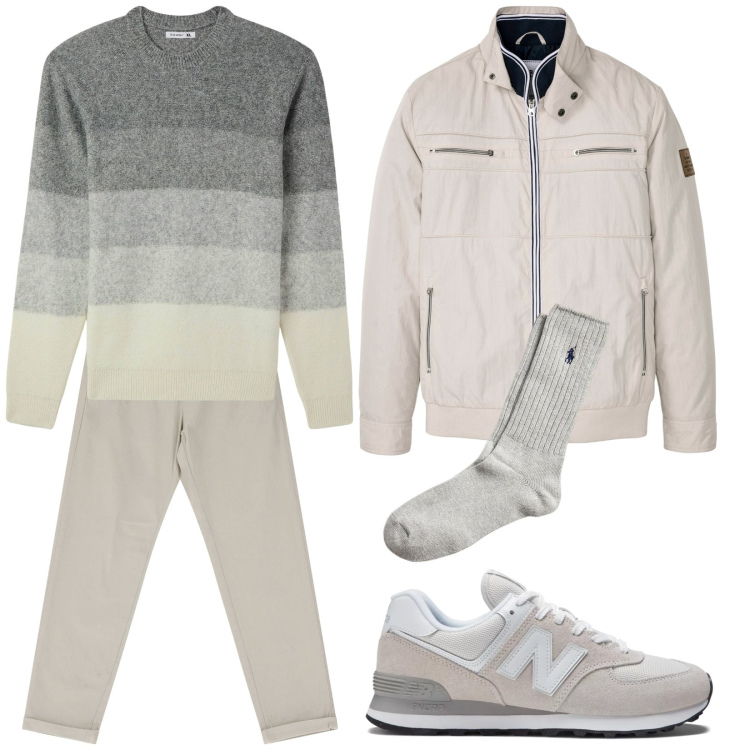 Outfit uomo - Total look #2014795. Stile Casual per Tutti i giorni. Abbinamento con giacche, maglieria, sneakers, pantaloni, calzini.