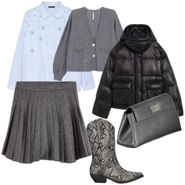 Outfit donna - La camicia romantica e lo stivale Texas. per Tutti i giorni. Abbinamento con minigonne, piumini, stivaletti texani, cardigans, camicie, borse a tracolla.