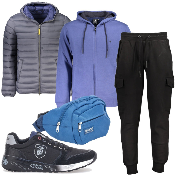 Outfit uomo - La felpa viola. Stile Casual per Sport. Abbinamento con borse sportive, sneakers, pantaloni, giacche, felpe con cappuccio.