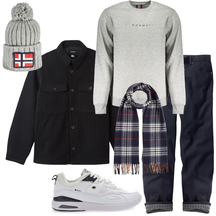 Outfit uomo - Aperitivo con gli amici. Stile Casual per Serata speciale. Abbinamento con jeans dritti, cappotti, sneakers, berretti, felpe, sciarpe.