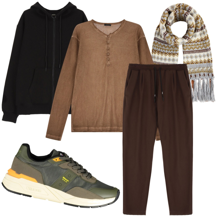 Outfit uomo - Vestirsi a strati. Stile Urban per Tutti i giorni. Abbinamento con t-shirt, pantaloni, felpe con cappuccio, sciarpe, sneakers.