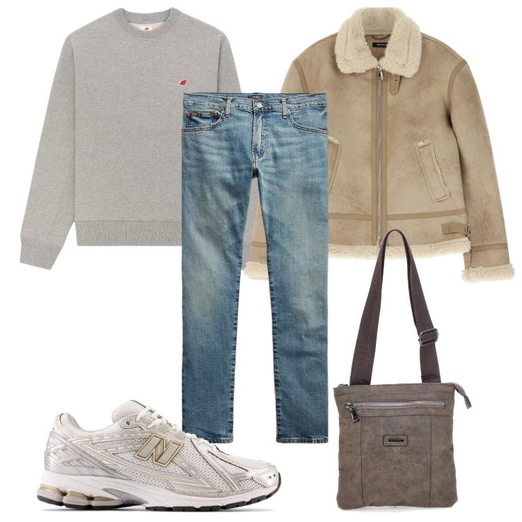 Outfit uomo - Total look #2015497. Stile Casual per Tutti i giorni. Abbinamento con felpe, sneakers, giacche, jeans, portafogli.
