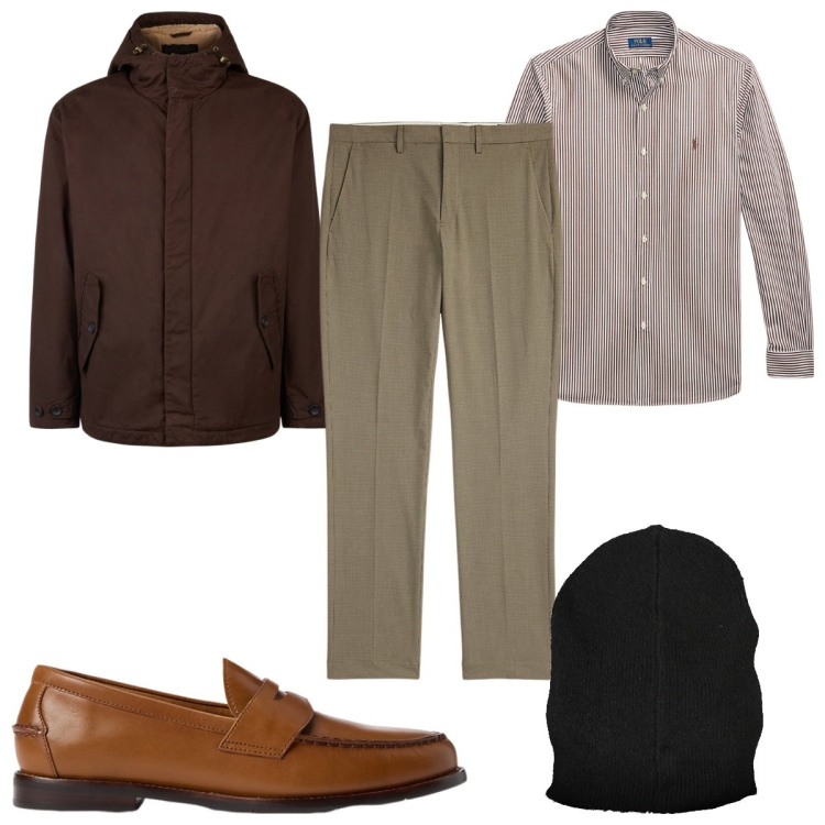 Outfit uomo - Total look #2015569. Stile Casual per Tutti i giorni. Abbinamento con scarpe stringate, camicie, pantaloni, giacche, sciarpe.