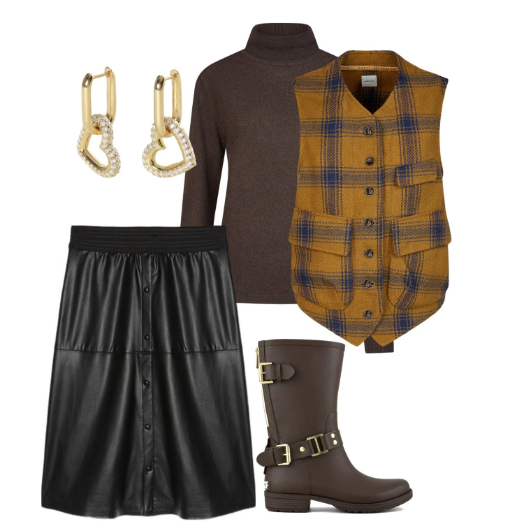 Outfit donna - Look alternativo!. Stile Urban per Tutti i giorni. Abbinamento con orecchini, gilet, stivali, gonne lunghe, maglieria.