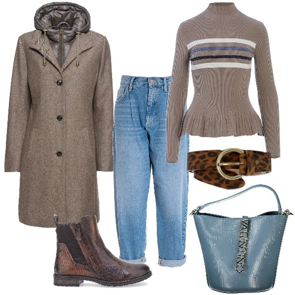 Outfit donna - Jeans senza tempo. Stile Urban per Ufficio. Abbinamento con cappotti, maglieria, jeans, cinture, stivaletti chelsea, borse a mano.