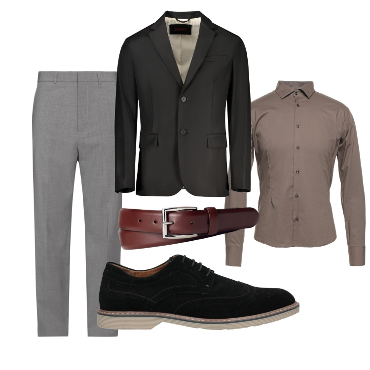 Outfit uomo - Total look #2015955. Stile Business/Elegante per Ufficio. Abbinamento con camicie, scarpe stringate, pantaloni, cinture, giacche.