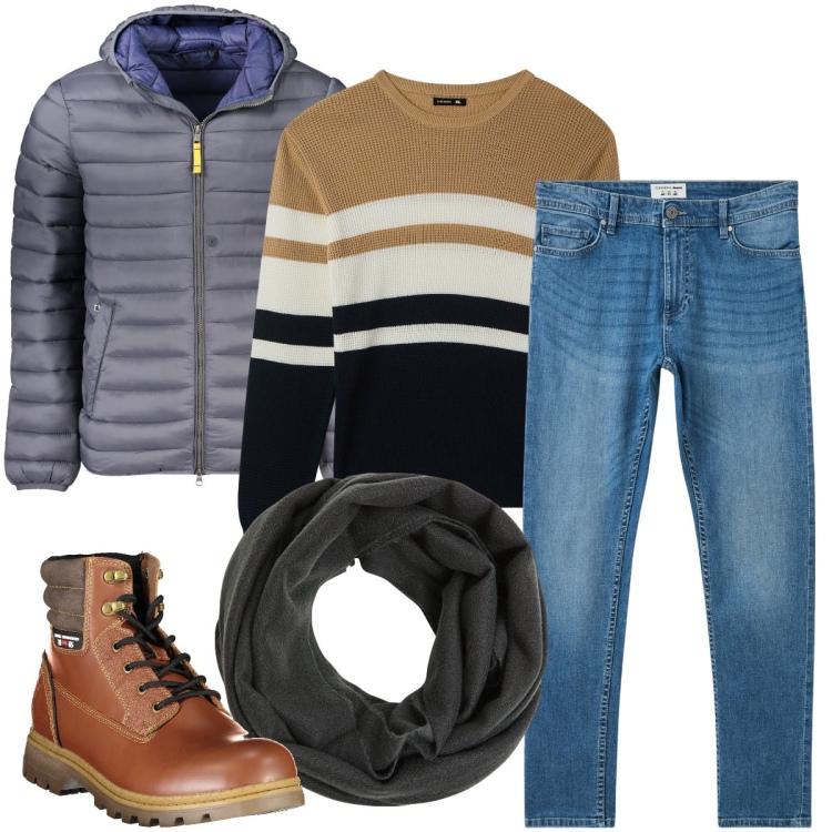 Outfit uomo - Gli scarponcini invernali. Stile Urban per Ufficio. Abbinamento con sciarpe, jeans skinny, maglieria, giacche, stivali.