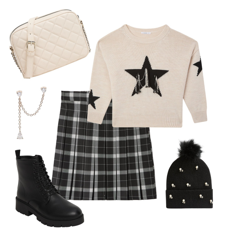 Outfit donna - Xmas Edition by ValeFashionista. Stile Casual chic per Tutti i giorni. Abbinamento con maglieria, berretti, minigonne, anfibi, borse a tracolla, orecchini.