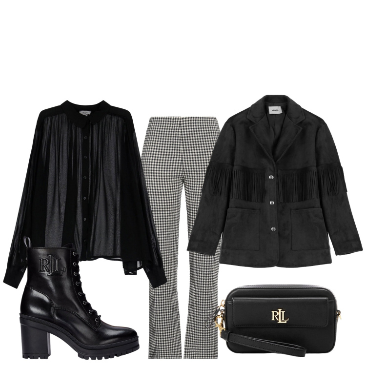 Outfit donna - Tacco giusto..non troppo alto. Stile Urban per Serata fuori. Abbinamento con pantaloni, camicie, blazer, pochette, stivaletti.