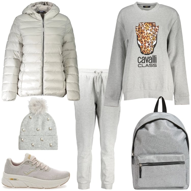 Outfit donna - Passeggiata. Stile Basic per Tutti i giorni. Abbinamento con berretti, zaini, sneakers, felpe, pantaloni, blazer.