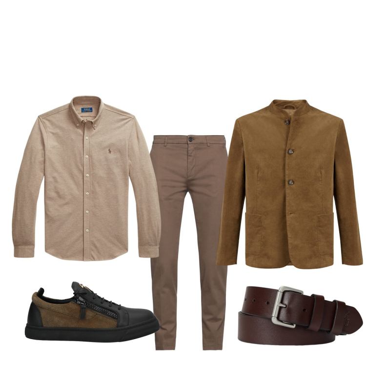 Outfit uomo - Riunione col capo. Stile Urban per Ufficio. Abbinamento con sneakers, pantaloni, cinture, camicie, giacche.
