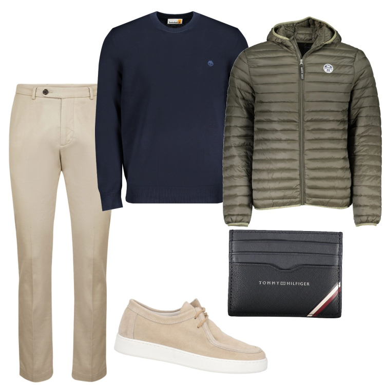 Outfit uomo - Shopping per Natale. Stile Casual per Tutti i giorni. Abbinamento con scarpe stringate, pantaloni, maglieria, giacche, portafogli.