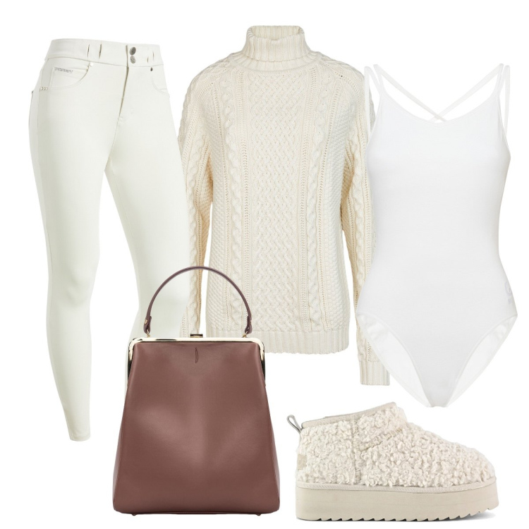 Outfit donna - Total look #2016169. Abbinamento con pantaloni skinny, body, stivaletti, borse a spalla, maglieria.