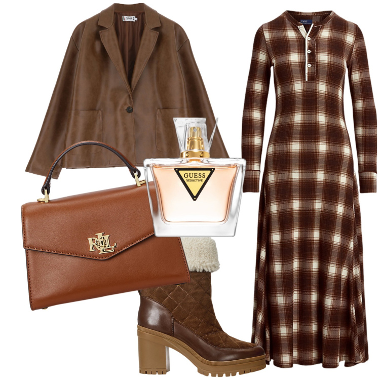 Outfit donna - Ufficio d inverno. Stile Urban per Ufficio. Abbinamento con profumi, blazer, borse a mano, stivaletti, vestiti.