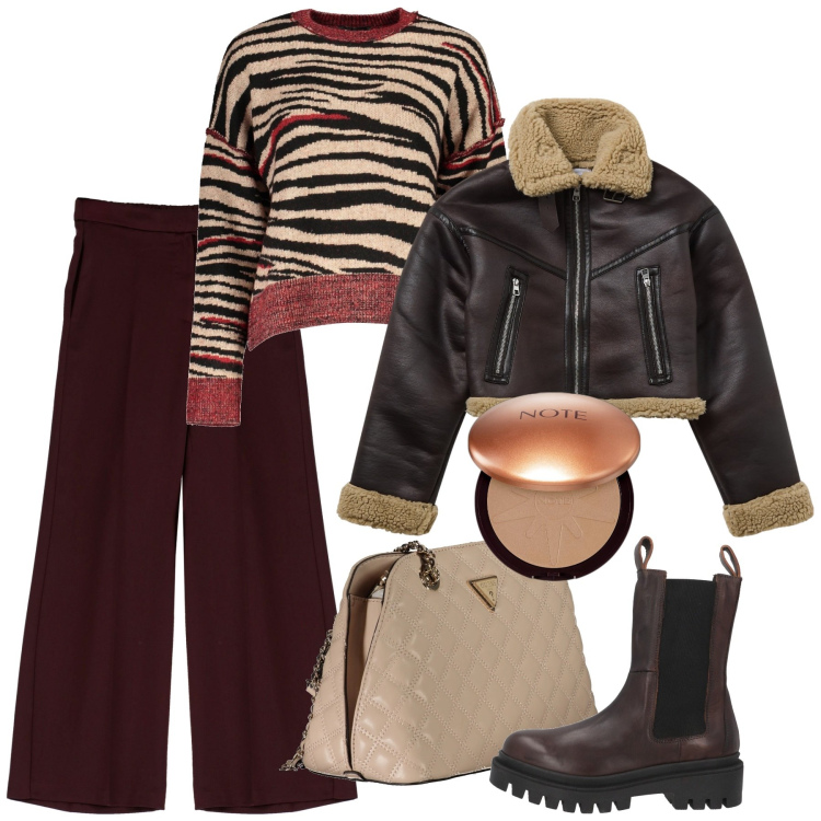 Outfit donna - Dicembre. Stile Bon Ton per Tutti i giorni. Abbinamento con stivaletti, terre, blazer, pantaloni, maglieria, borse a spalla.