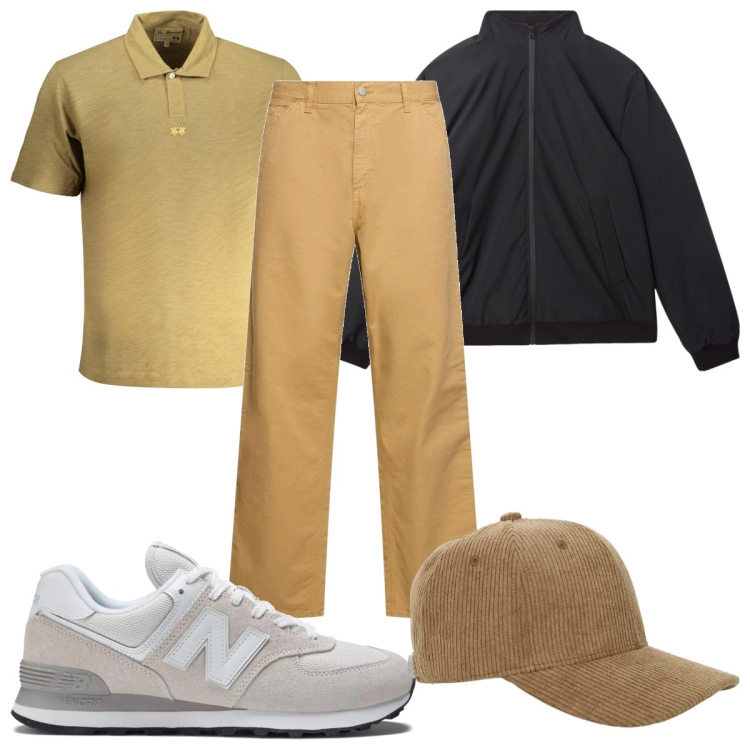 Outfit uomo - Total look #2016253. Stile Trendy per Tutti i giorni. Abbinamento con giacche, sneakers, cappelli, jeans, polo.