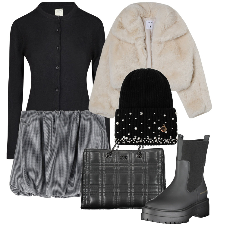 Outfit donna - December. Stile Urban per Tutti i giorni. Abbinamento con blazer, berretti, minigonne, stivali, cardigans, borse a spalla.