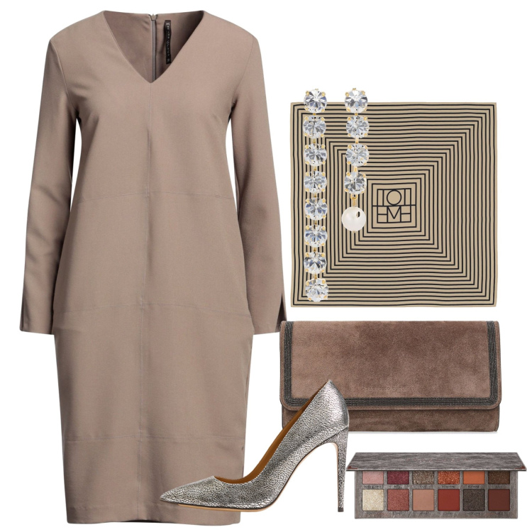 Outfit donna - Cerimonia minimal. Stile Chic per Cerimonia. Abbinamento con vestiti corti, ombretti, décolleté, orecchini, foulard, pochette.