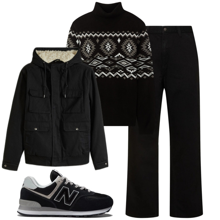 Outfit uomo - Il maglione norvegese evergreen. Stile Casual per Tutti i giorni. Abbinamento con piumini, maglieria, sneakers, jeans.