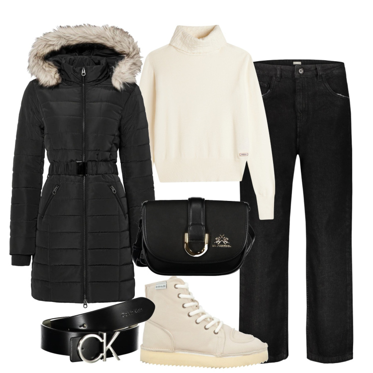 Outfit donna - Essenziale per giornate intense. Stile Basic per Tutti i giorni. Abbinamento con giacche, stivaletti, maglieria, jeans, borse a tracolla, cinture.