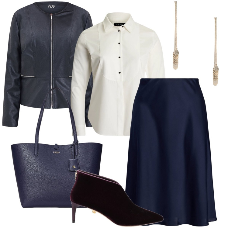 Outfit donna - Gli stivaletti sexy. Stile Chic per Serata fuori. Abbinamento con stivaletti, blazer, gonne, camicie, orecchini, borse tote.