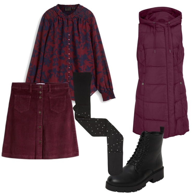Outfit donna - Sbarazzina. per Tutti i giorni. Abbinamento con gonne, gilet, camicie, collant, anfibi.