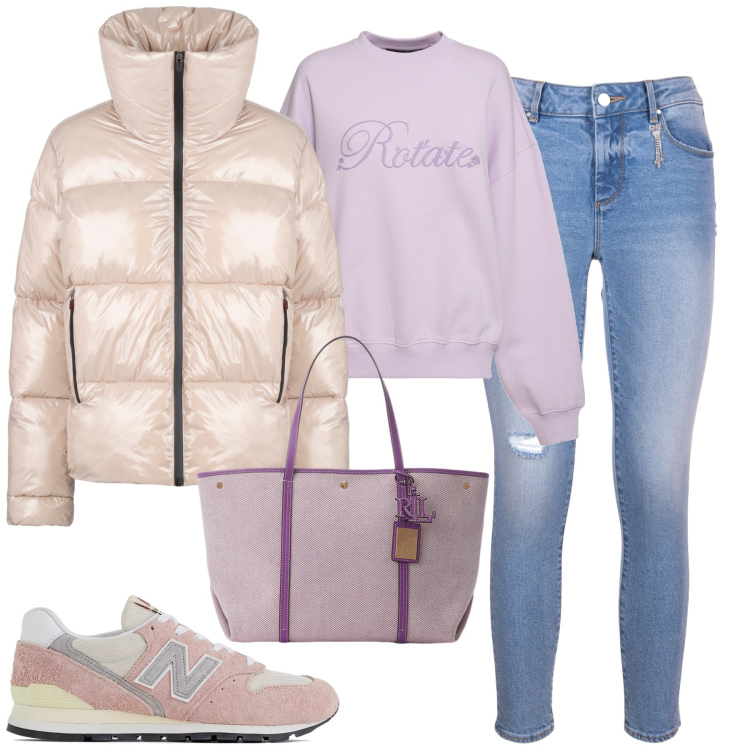 Outfit donna - City. Stile Casual per Tutti i giorni. Abbinamento con sneakers, jeans skinny, borse tote, blazer, felpe.