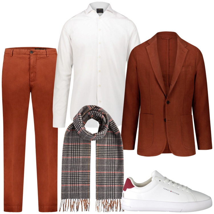 Outfit uomo - Total look #2016658. Stile Business/Elegante per Ufficio. Abbinamento con pantaloni, camicie, giacche, sneakers, sciarpe.