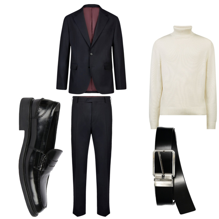 Outfit uomo - Un abito in ufficio. Stile Business/Elegante per Ufficio. Abbinamento con maglieria, abiti, cinture, scarpe stringate.