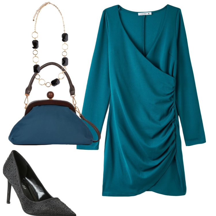 Outfit donna - City. Stile Trendy per Serata fuori. Abbinamento con décolleté, vestiti corti, clutch, collane.