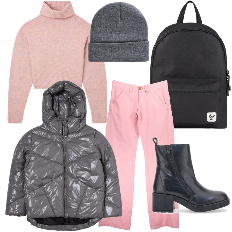 Outfit donna - Il giubbotto stiloso. Stile Bon Ton per Scuola/Università. Abbinamento con blazer, maglieria, berretti, zaini, stivaletti, pantaloni.