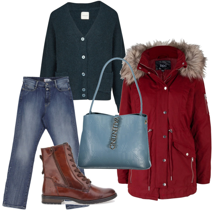 Outfit donna - Lo stivaletto sportivo. Stile Minimal per Ufficio. Abbinamento con parka, jeans dritti, anfibi, borse a spalla, cardigans.