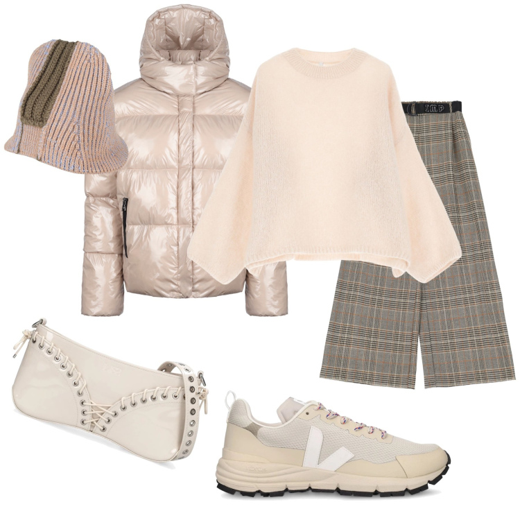 Outfit donna - Total look #2016917. Stile Sporty chic per Tutti i giorni. Abbinamento con cappelli, pantaloni, pullovers, blazer, sneakers, borse a spalla.